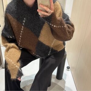 COS argyle mohair sweater - miu miu girl aesthetic for fall